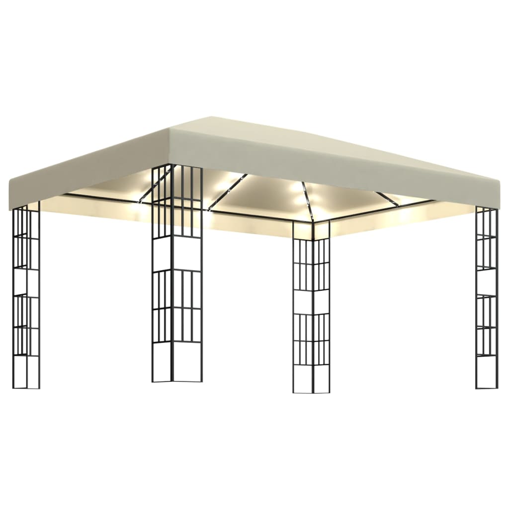 Prieel met LED-lichtslinger 3x4 m crèmekleurig is nu te koop bij PeponiXL, paradijselijk wonen!