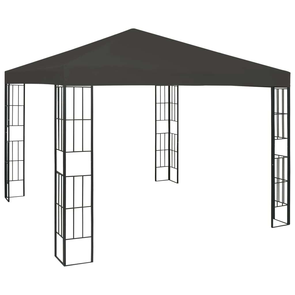 Prieel met LED-lichtslinger 3x3 m antracietkleurig is nu te koop bij PeponiXL, paradijselijk wonen!