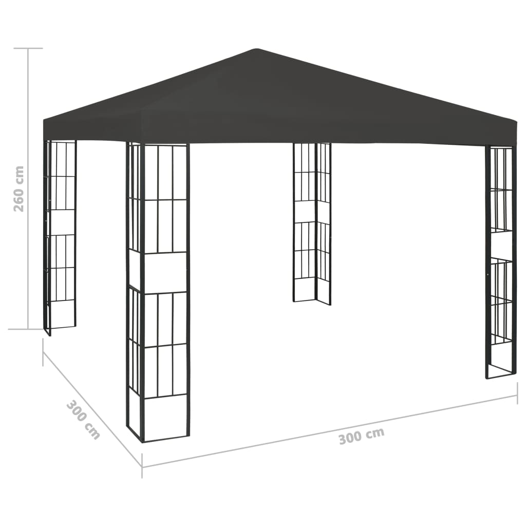 Prieel met LED-lichtslinger 3x3 m antracietkleurig is nu te koop bij PeponiXL, paradijselijk wonen!