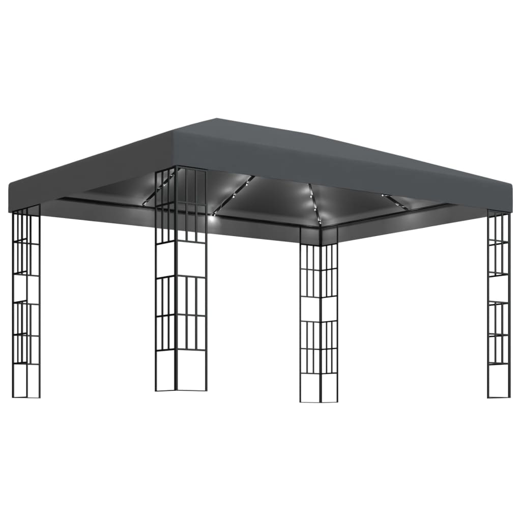 Prieel met LED-lichtslinger 3x4 m antracietkleurig is nu te koop bij PeponiXL, paradijselijk wonen!