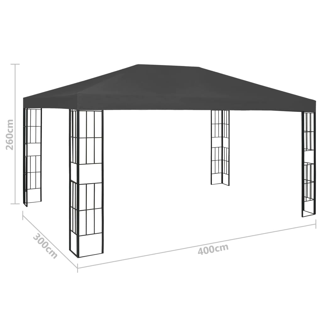 Prieel met LED-lichtslinger 3x4 m antracietkleurig is nu te koop bij PeponiXL, paradijselijk wonen!
