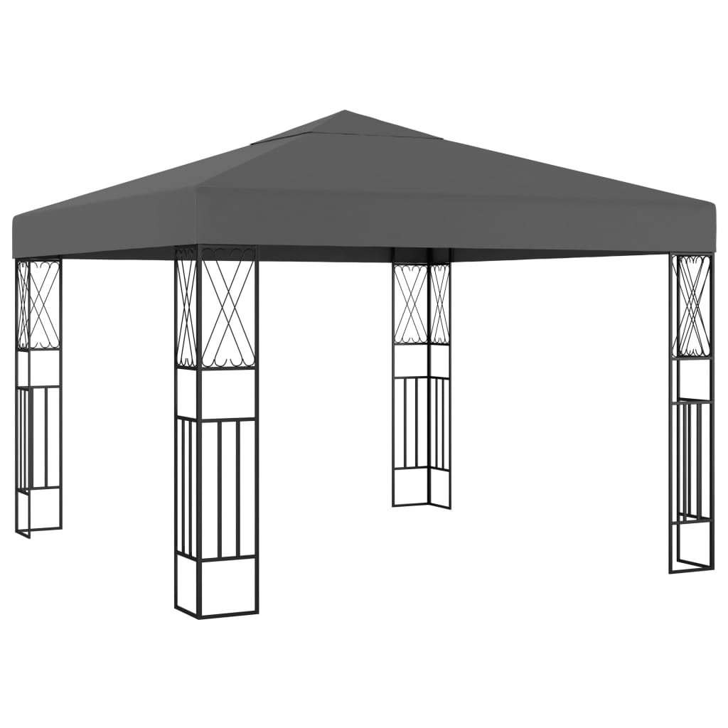 Prieel met LED-lichtslinger 3x3 m stof antracietkleurig is nu te koop bij PeponiXL, paradijselijk wonen!