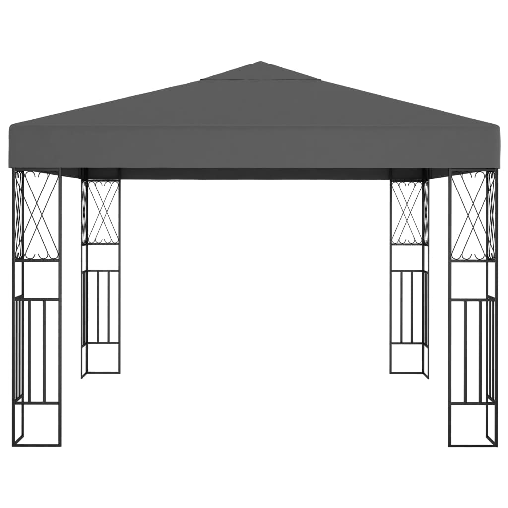 Prieel met LED-lichtslinger 3x3 m stof antracietkleurig is nu te koop bij PeponiXL, paradijselijk wonen!