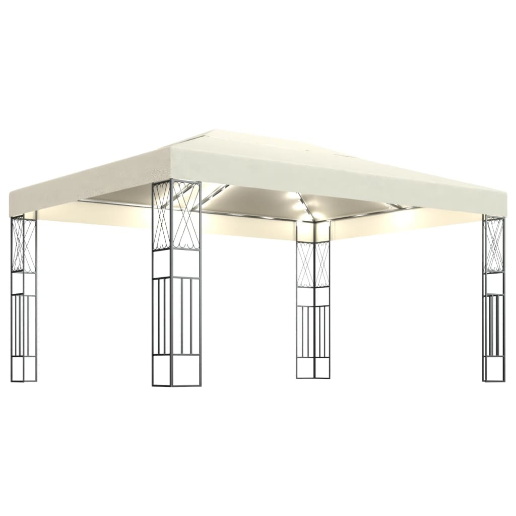 Prieel met LED-lichtslinger 3x4 m stof crèmekleurig is nu te koop bij PeponiXL, paradijselijk wonen!
