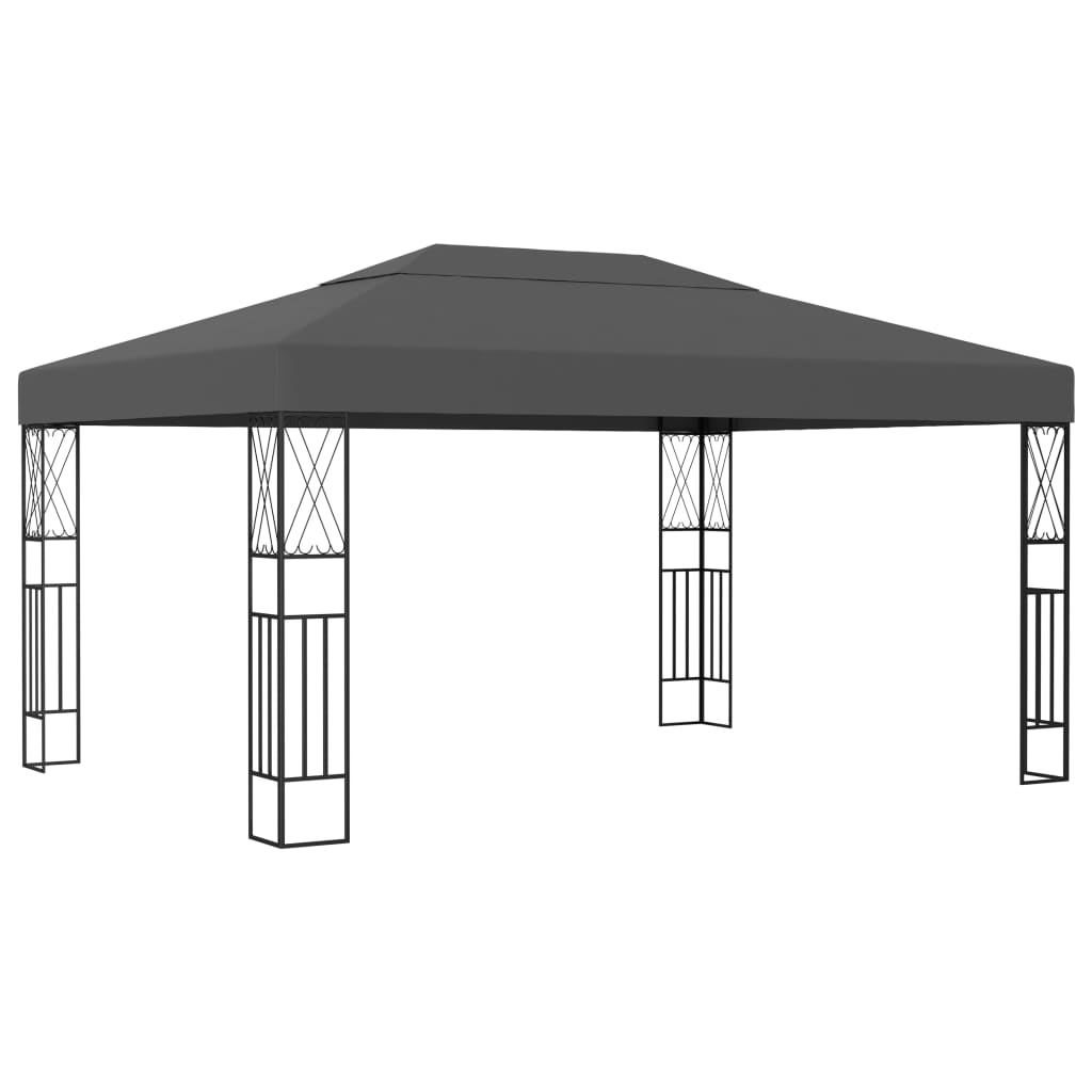 Prieel met LED-lichtslinger 3x4 m stof antracietkleurig is nu te koop bij PeponiXL, paradijselijk wonen!