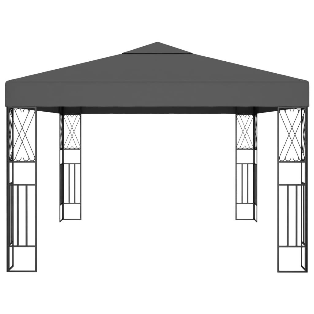 Prieel met LED-lichtslinger 3x4 m stof antracietkleurig is nu te koop bij PeponiXL, paradijselijk wonen!