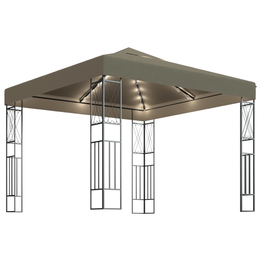 Prieel met LED-lichtslinger 3x3 m stof taupe is nu te koop bij PeponiXL, paradijselijk wonen!
