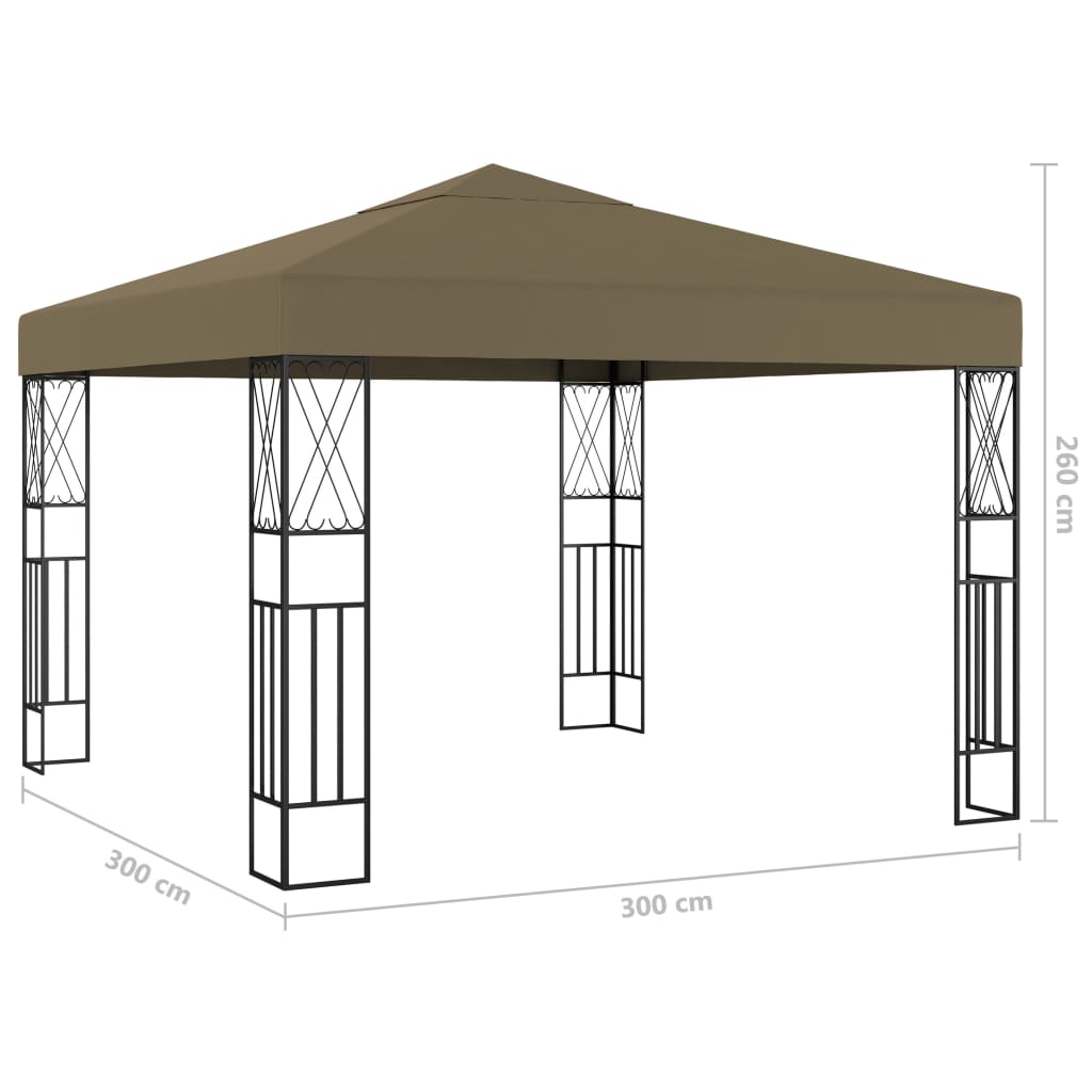 Prieel met LED-lichtslinger 3x3 m stof taupe is nu te koop bij PeponiXL, paradijselijk wonen!