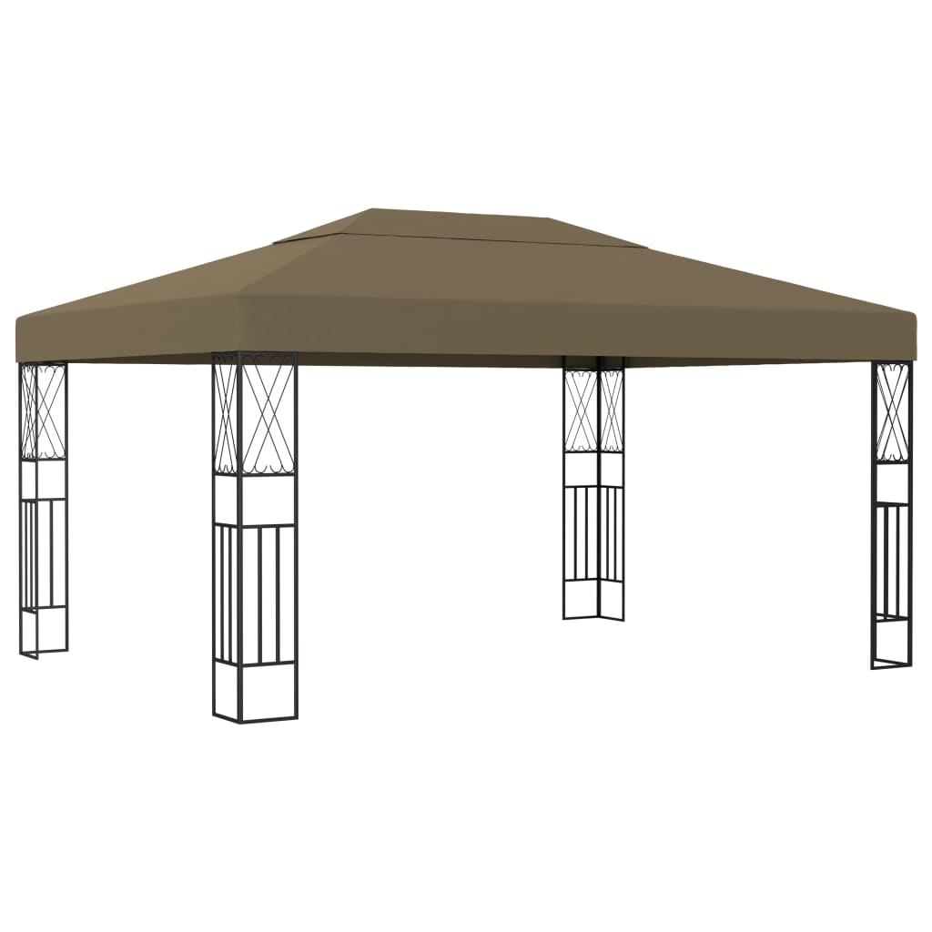Prieel met LED-lichtslinger 3x4 m stof taupe is nu te koop bij PeponiXL, paradijselijk wonen!