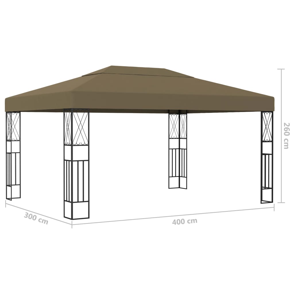 Prieel met LED-lichtslinger 3x4 m stof taupe is nu te koop bij PeponiXL, paradijselijk wonen!