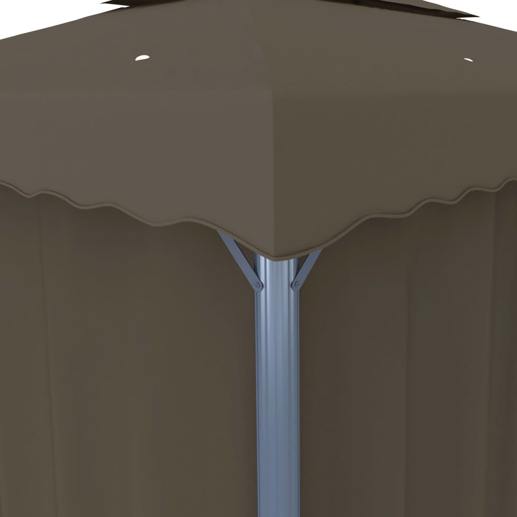 Prieel met gordijn en LED-lichtslinger 3x3 m taupe is nu te koop bij PeponiXL, paradijselijk wonen!