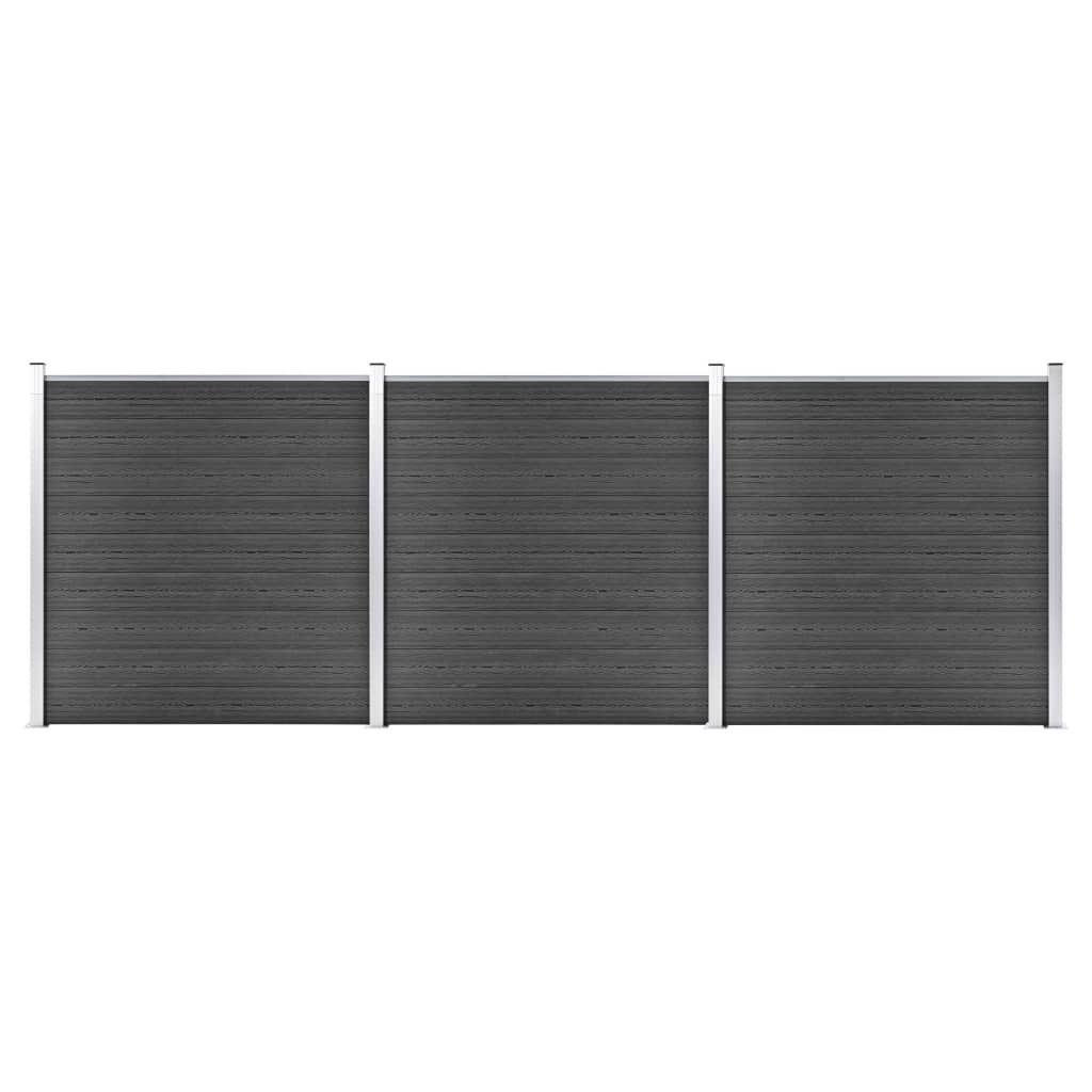 Schuttingpanelenset 526x186 cm HKC zwart is nu te koop bij PeponiXL, paradijselijk wonen!