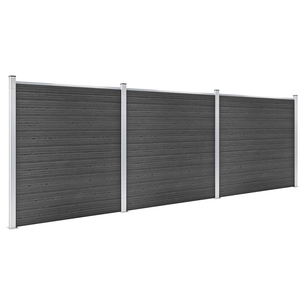 Schuttingpanelenset 526x186 cm HKC zwart is nu te koop bij PeponiXL, paradijselijk wonen!