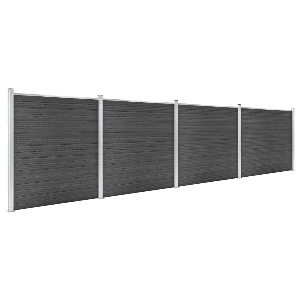 Schuttingpanelenset 699x186 cm HKC zwart is nu te koop bij PeponiXL, paradijselijk wonen!