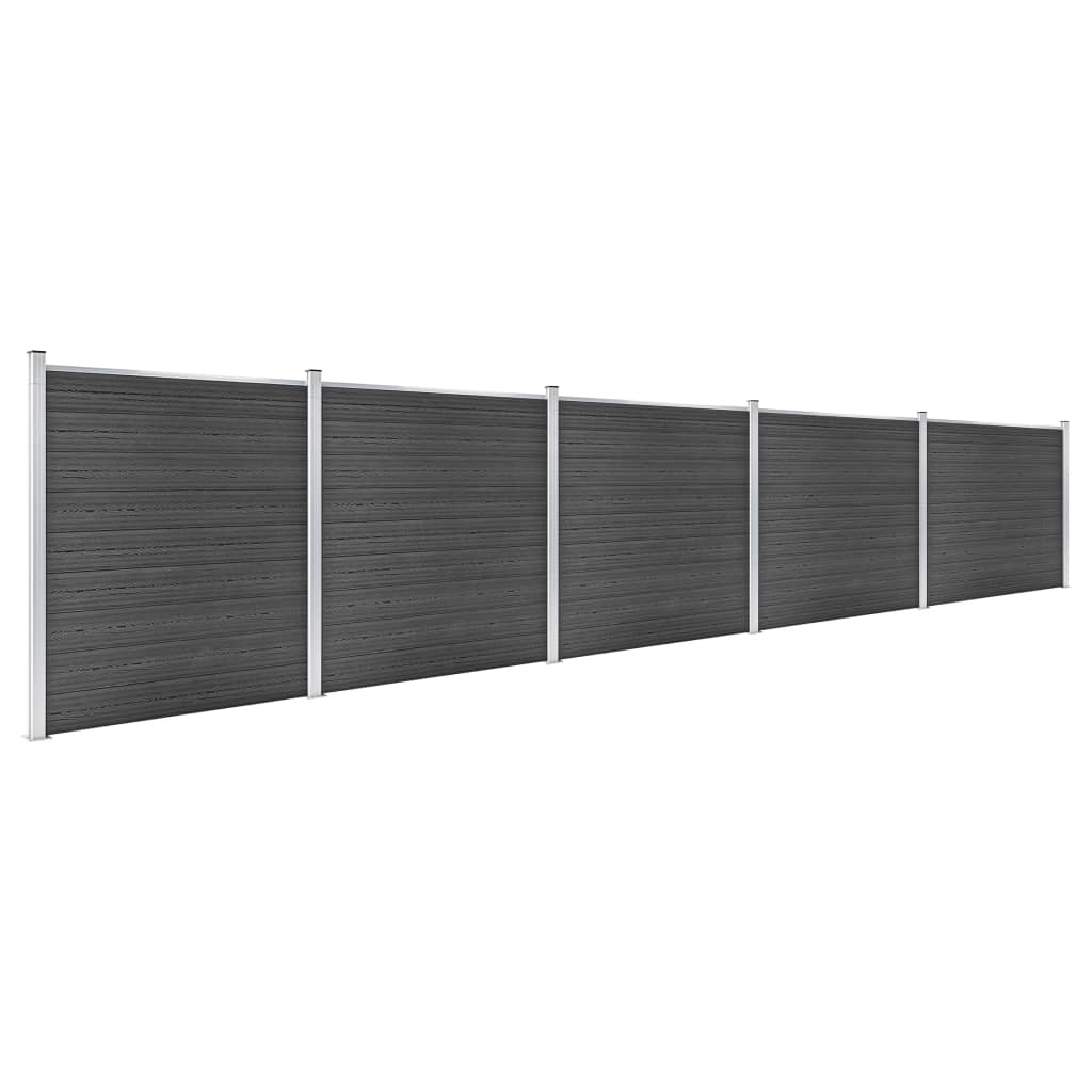 Schuttingpanelenset 872x186 cm HKC zwart is nu te koop bij PeponiXL, paradijselijk wonen!