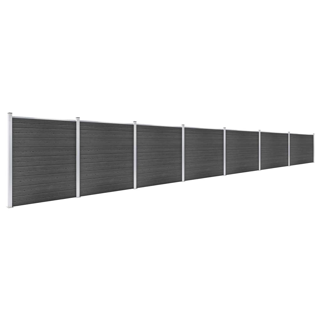 Schuttingpanelenset 1218x186 cm HKC zwart is nu te koop bij PeponiXL, paradijselijk wonen!