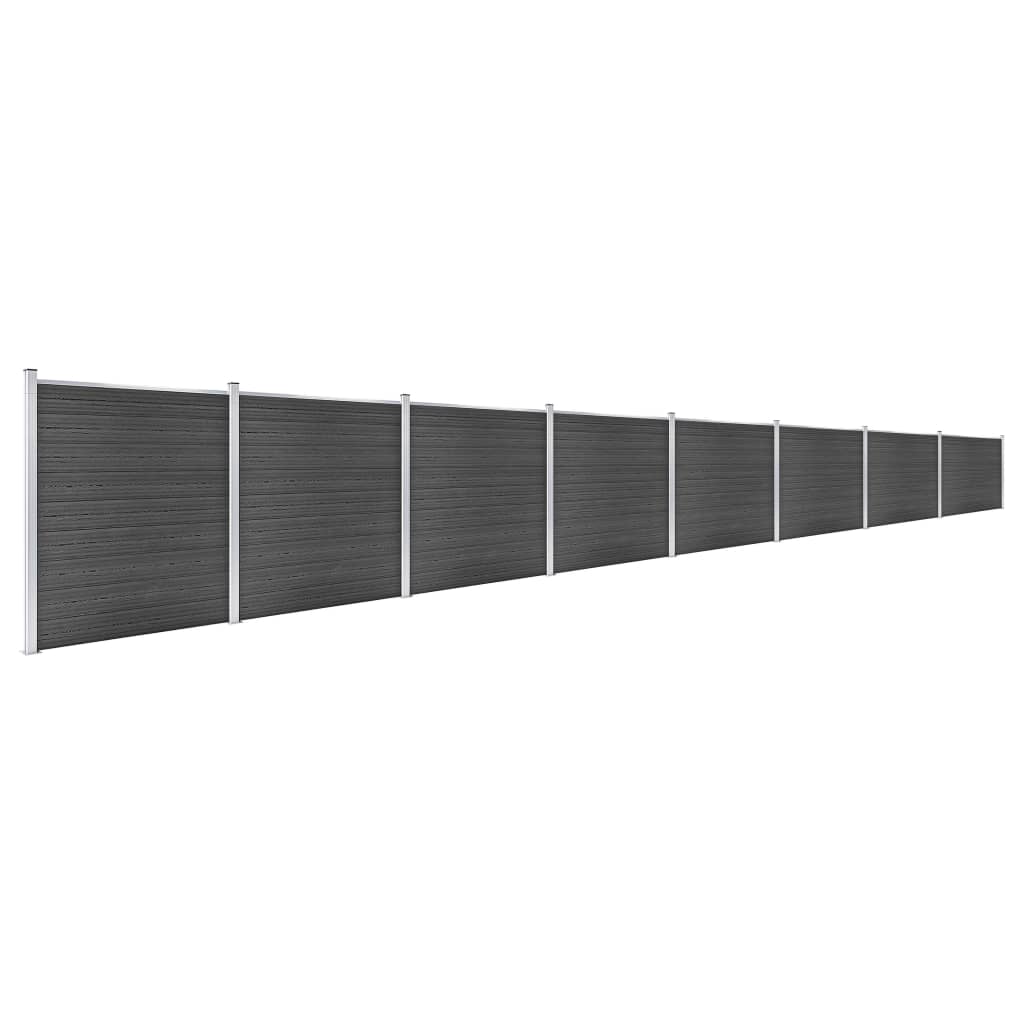 Schuttingpanelenset 1391x186 cm HKC zwart is nu te koop bij PeponiXL, paradijselijk wonen!