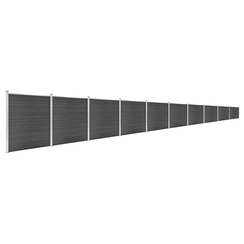 Schuttingpanelenset 1737x186 cm HKC zwart is nu te koop bij PeponiXL, paradijselijk wonen!