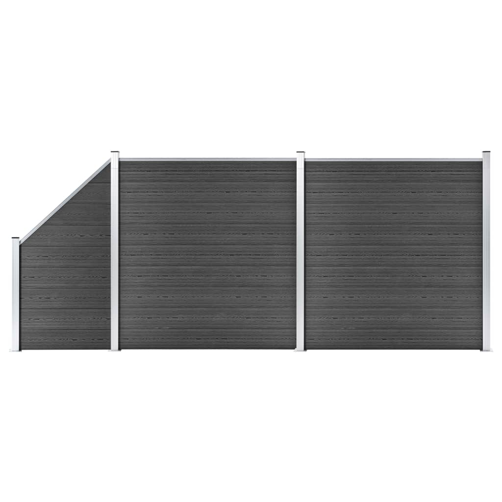 Schuttingpanelenset 446x(105-186) cm HKC zwart is nu te koop bij PeponiXL, paradijselijk wonen!