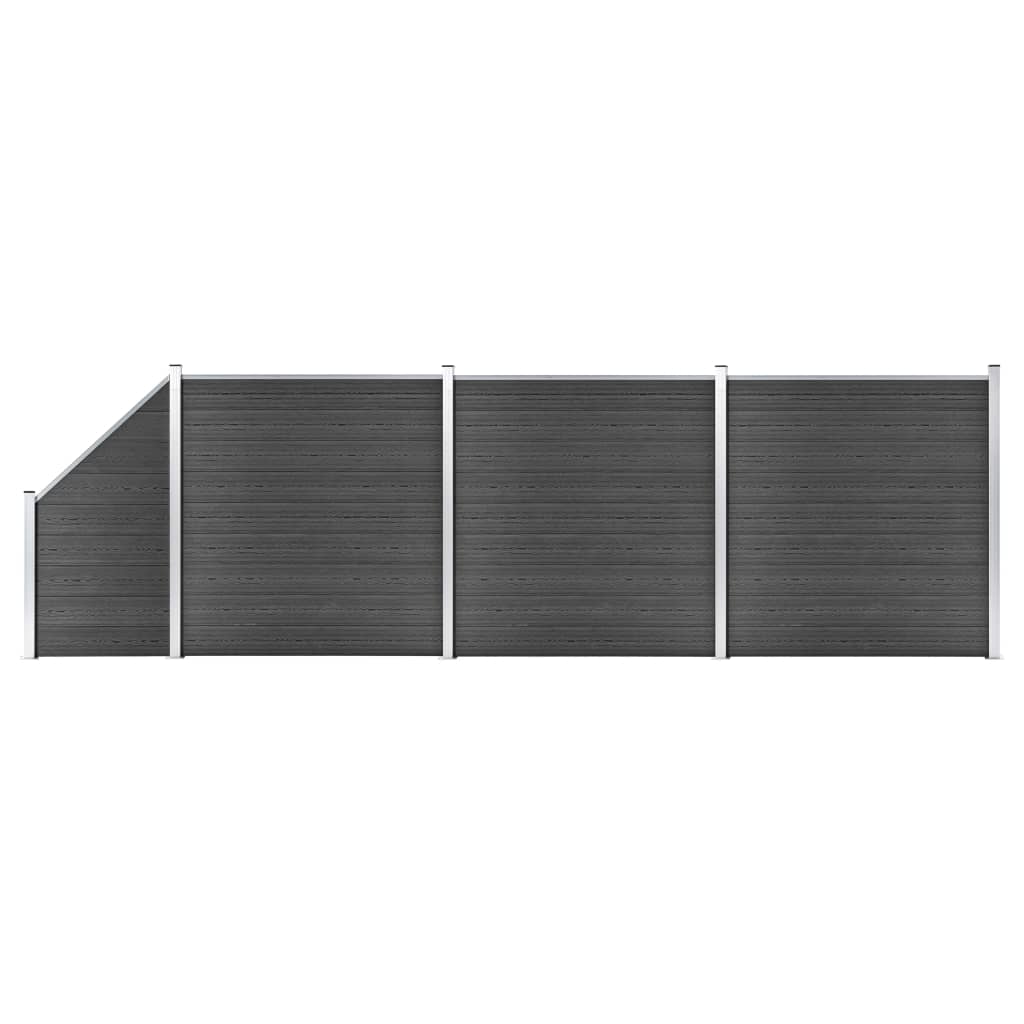 Schuttingpanelenset 619x(105-186) cm HKC zwart is nu te koop bij PeponiXL, paradijselijk wonen!