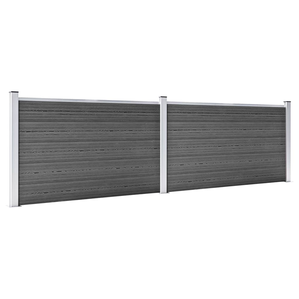 Schuttingpanelenset 353x105 cm HKC zwart is nu te koop bij PeponiXL, paradijselijk wonen!