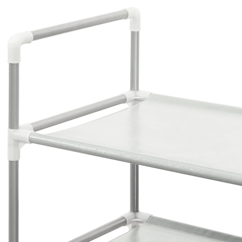 Schoenenrek met 8 schappen metaal en nonwoven stof zilverkleur is nu te koop bij PeponiXL, paradijselijk wonen!