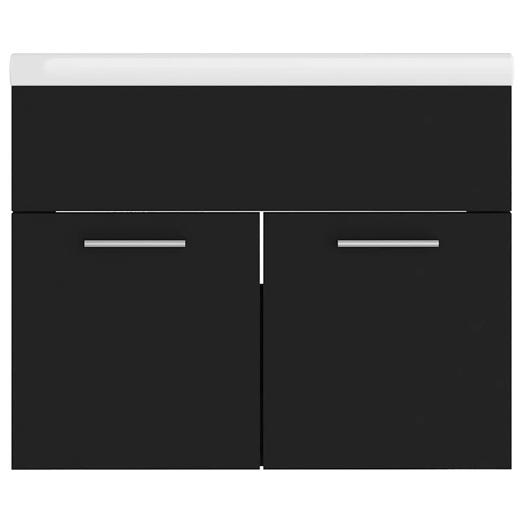 Wastafelkast met ingebouwde wastafel spaanplaat zwart is nu te koop bij PeponiXL, paradijselijk wonen!