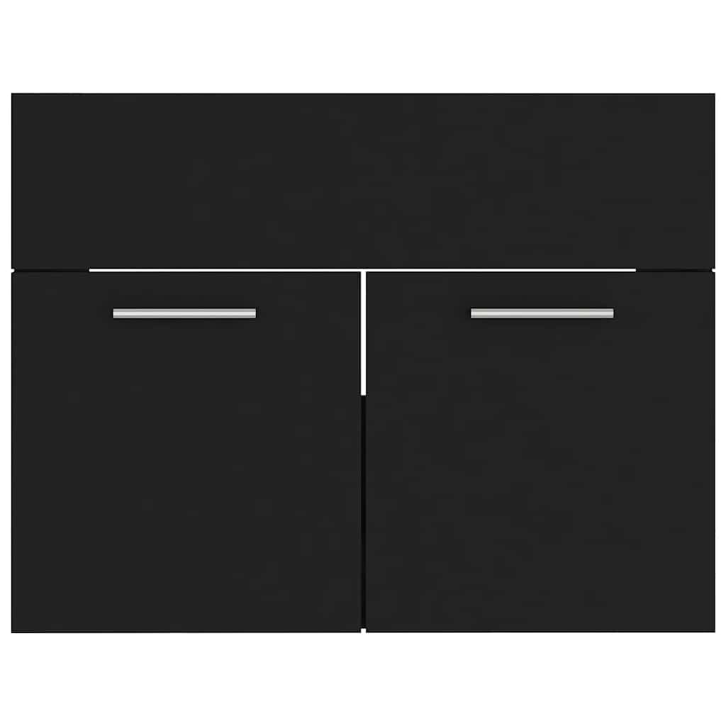Wastafelkast met ingebouwde wastafel spaanplaat zwart is nu te koop bij PeponiXL, paradijselijk wonen!
