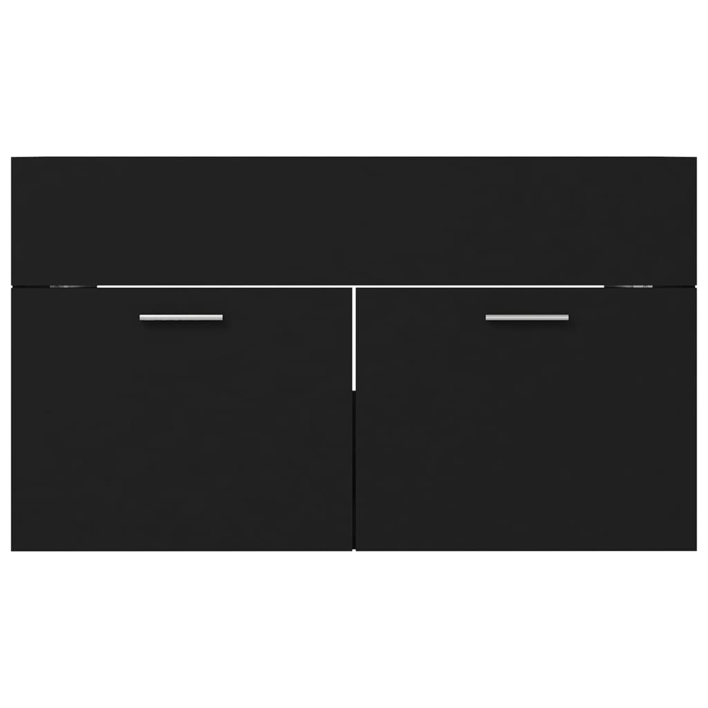 Wastafelkast met ingebouwde wastafel bewerkt hout zwart is nu te koop bij PeponiXL, paradijselijk wonen!