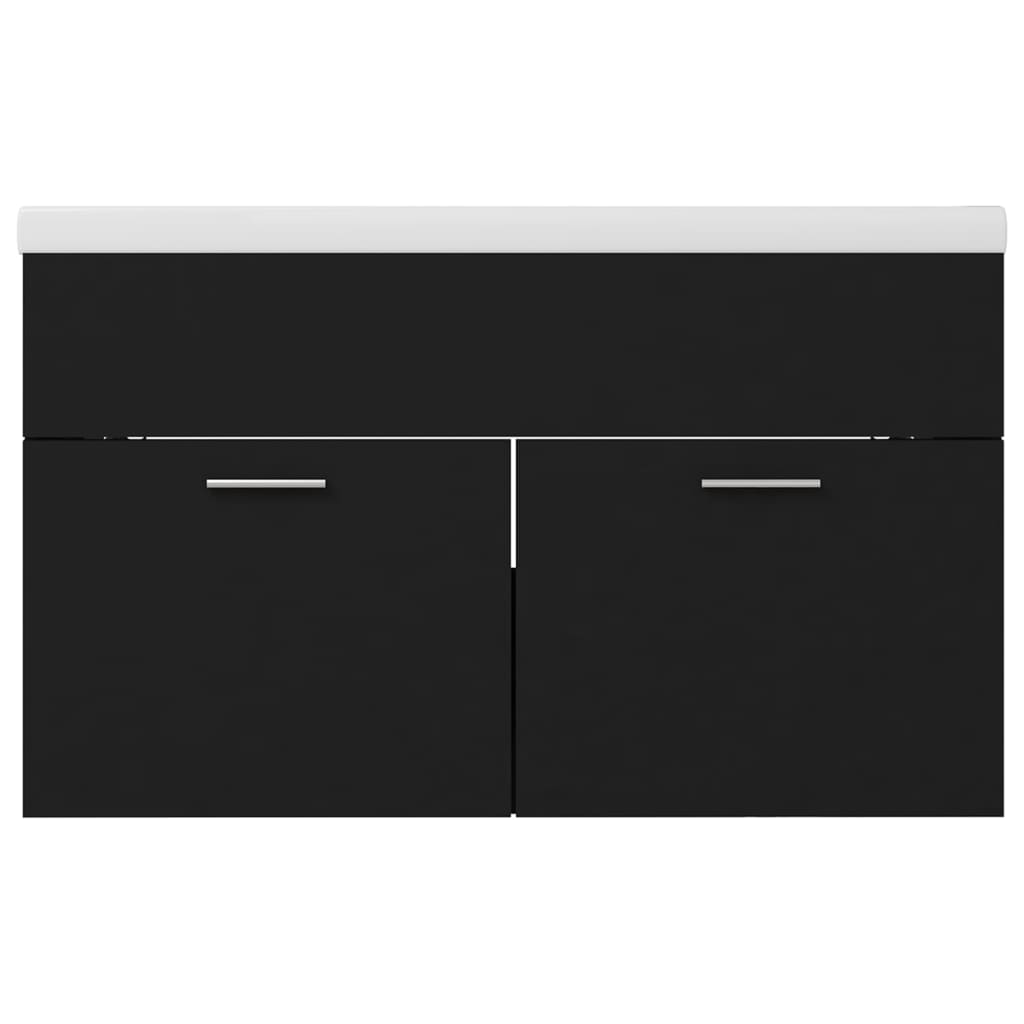 Wastafelkast met ingebouwde wastafel bewerkt hout zwart is nu te koop bij PeponiXL, paradijselijk wonen!