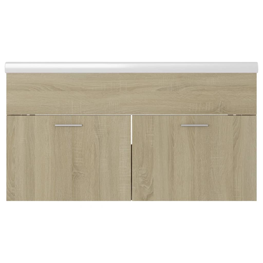 Wastafelkast met ingebouwde wastafel bewerkt hout sonoma eiken is nu te koop bij PeponiXL, paradijselijk wonen!
