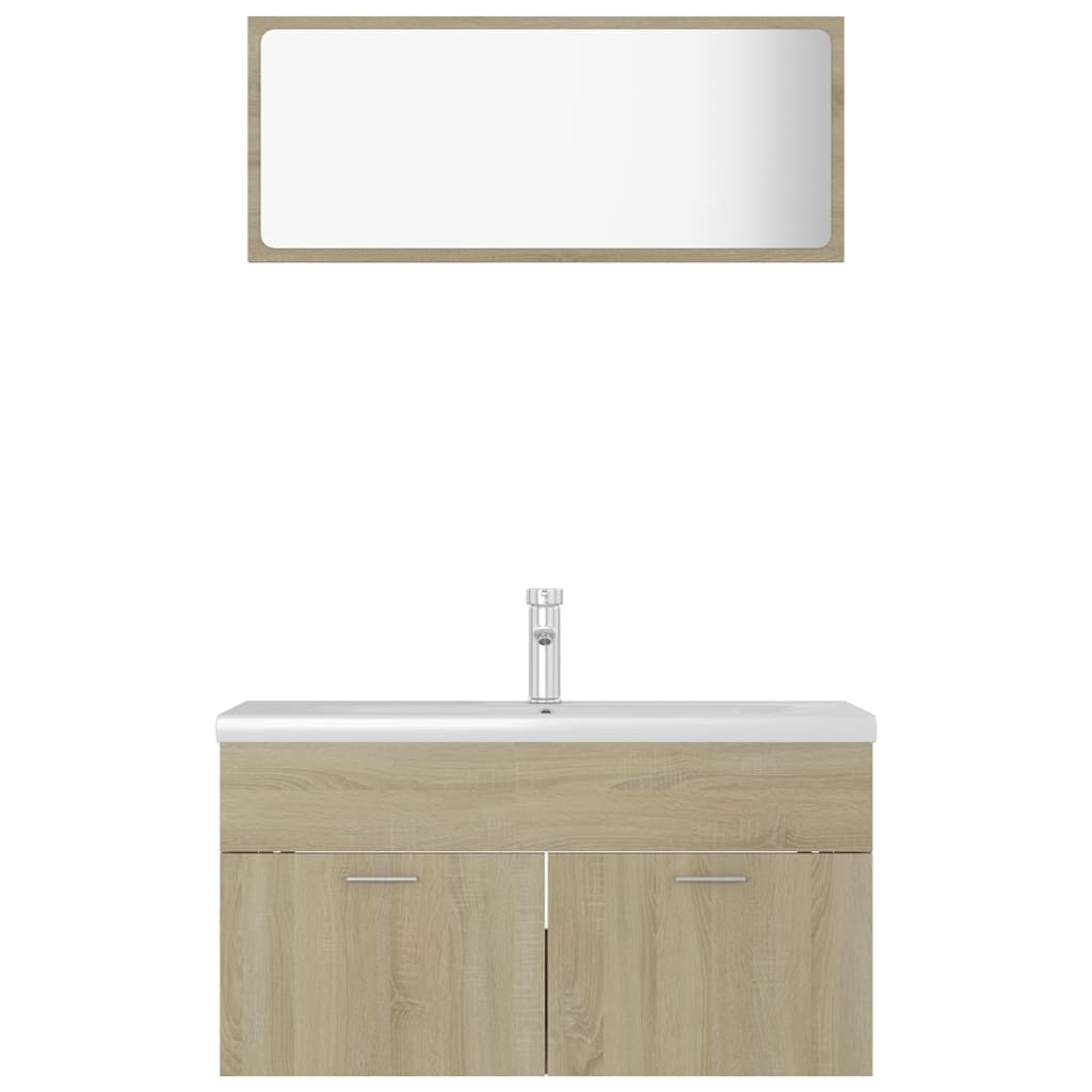 Badkamermeubelset bewerkt hout sonoma eikenkleurig is nu te koop bij PeponiXL, paradijselijk wonen!