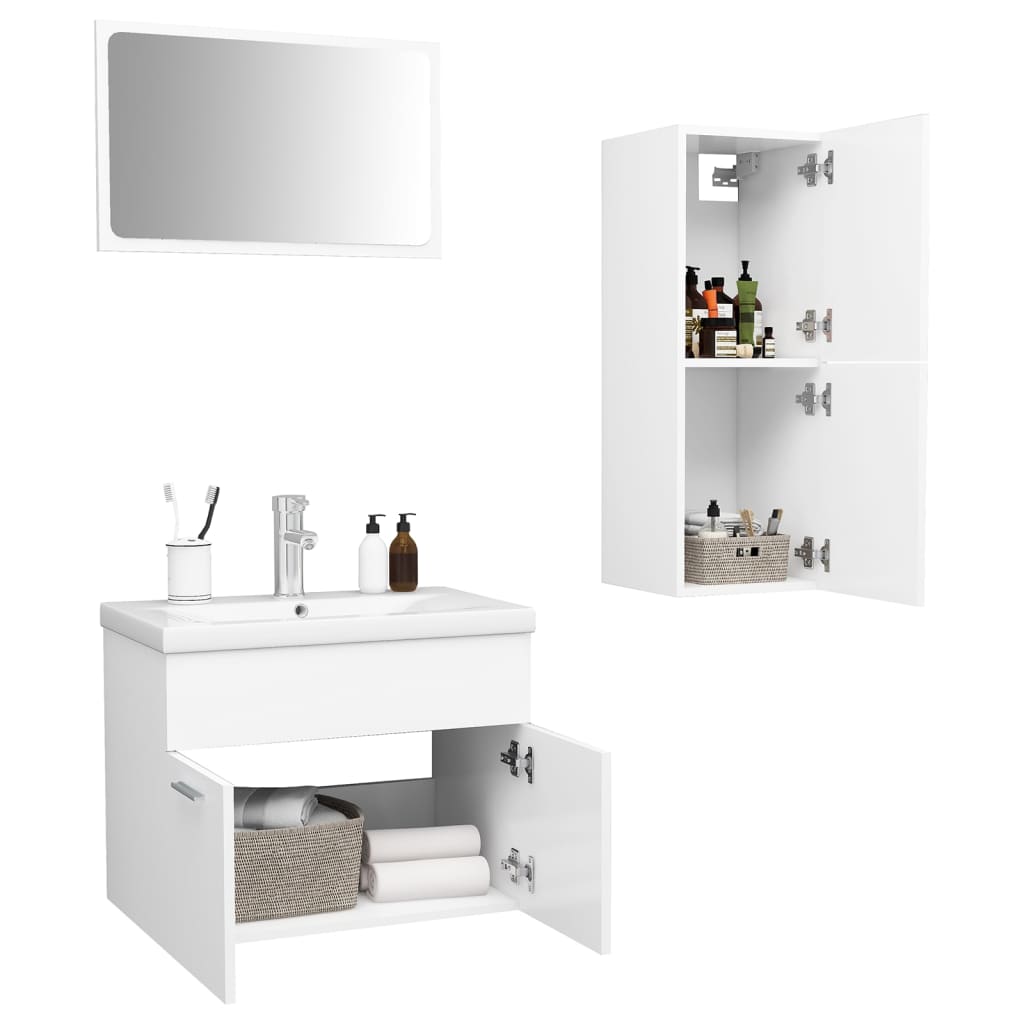 Badkamermeubelset bewerkt hout wit is nu te koop bij PeponiXL, paradijselijk wonen!