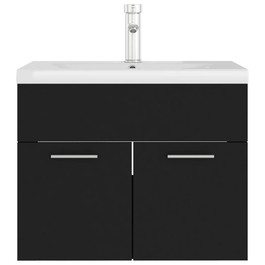 Wastafelkast met ingebouwde wastafel spaanplaat zwart is nu te koop bij PeponiXL, paradijselijk wonen!