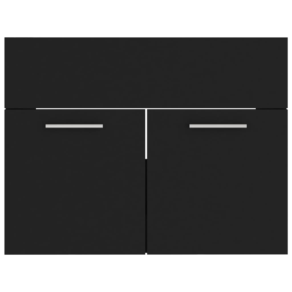 Wastafelkast met ingebouwde wastafel spaanplaat zwart is nu te koop bij PeponiXL, paradijselijk wonen!