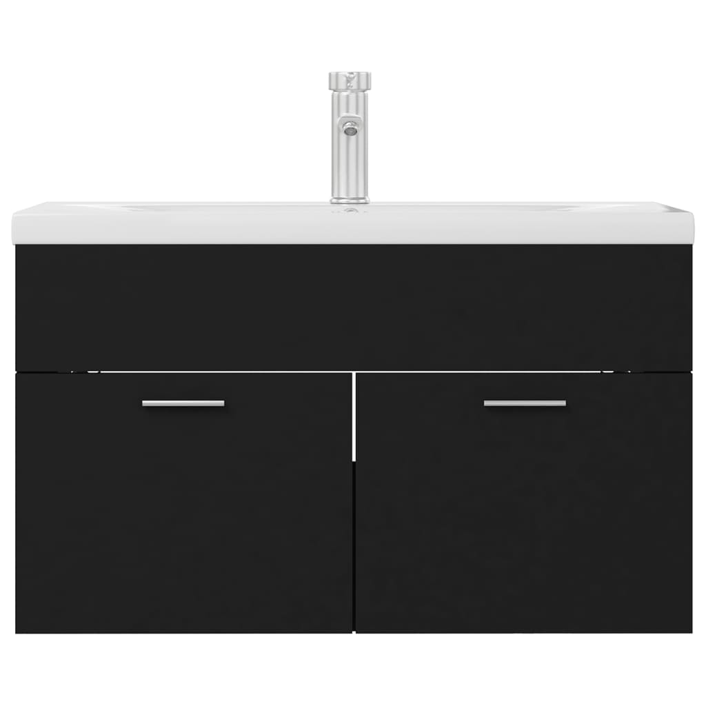 Wastafelkast met ingebouwde wastafel bewerkt hout zwart is nu te koop bij PeponiXL, paradijselijk wonen!