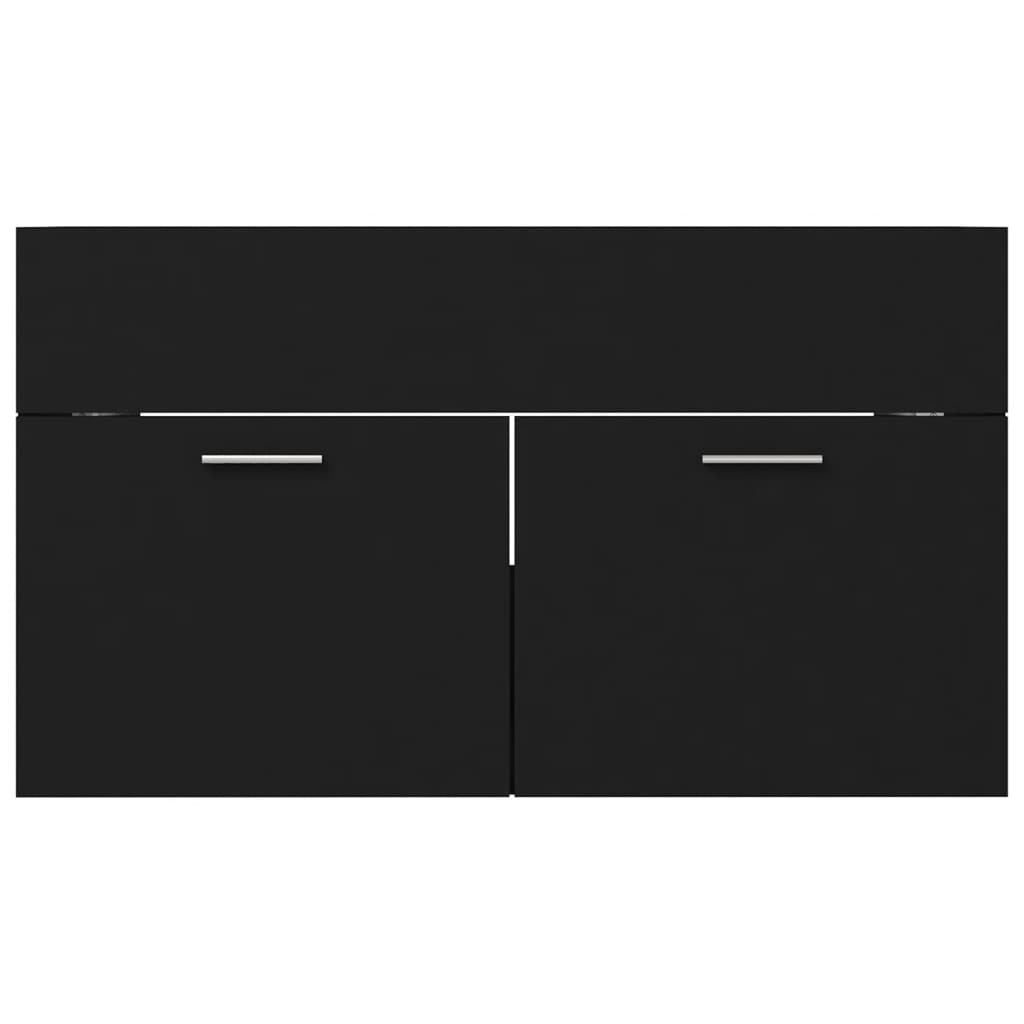 Wastafelkast met ingebouwde wastafel bewerkt hout zwart is nu te koop bij PeponiXL, paradijselijk wonen!