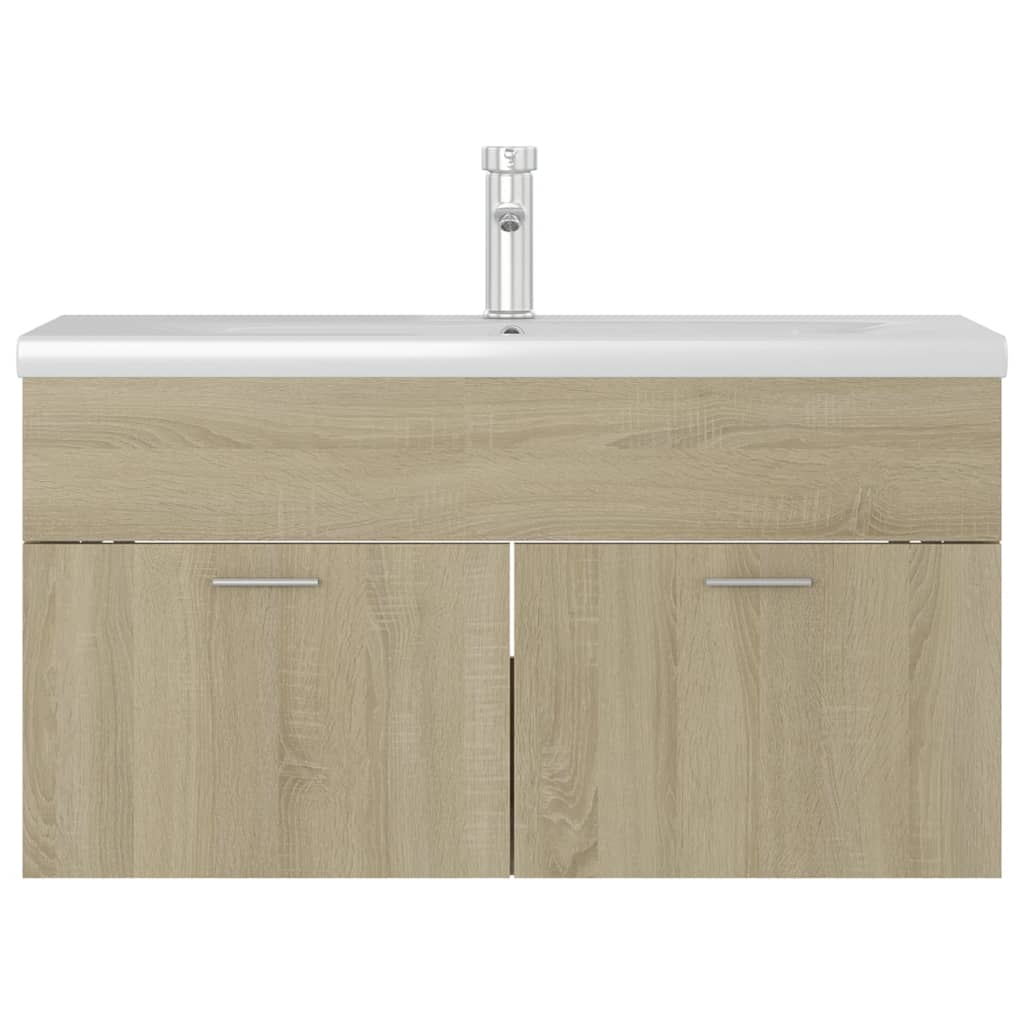 Wastafelkast met ingebouwde wastafel bewerkt hout sonoma eiken is nu te koop bij PeponiXL, paradijselijk wonen!
