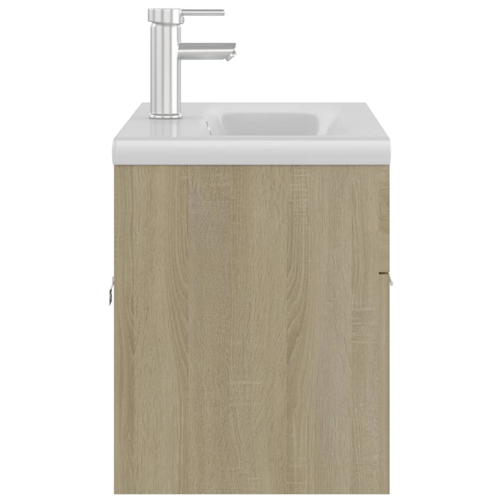 Wastafelkast met ingebouwde wastafel bewerkt hout sonoma eiken is nu te koop bij PeponiXL, paradijselijk wonen!