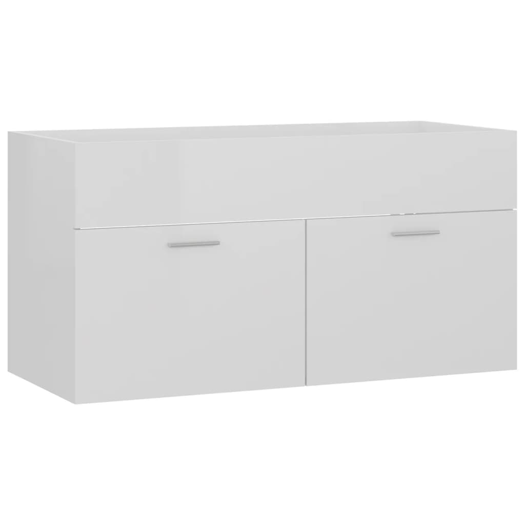 Wastafelkast met ingebouwde wastafel bewerkt hout hoogglans wit is nu te koop bij PeponiXL, paradijselijk wonen!