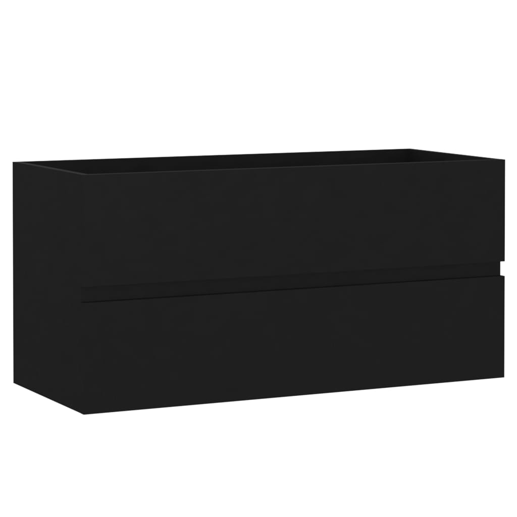 Wastafelkast met ingebouwde wastafel bewerkt hout zwart is nu te koop bij PeponiXL, paradijselijk wonen!