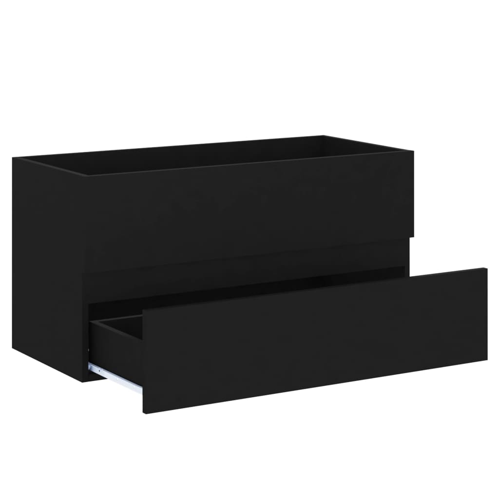 Wastafelkast met ingebouwde wastafel bewerkt hout zwart is nu te koop bij PeponiXL, paradijselijk wonen!