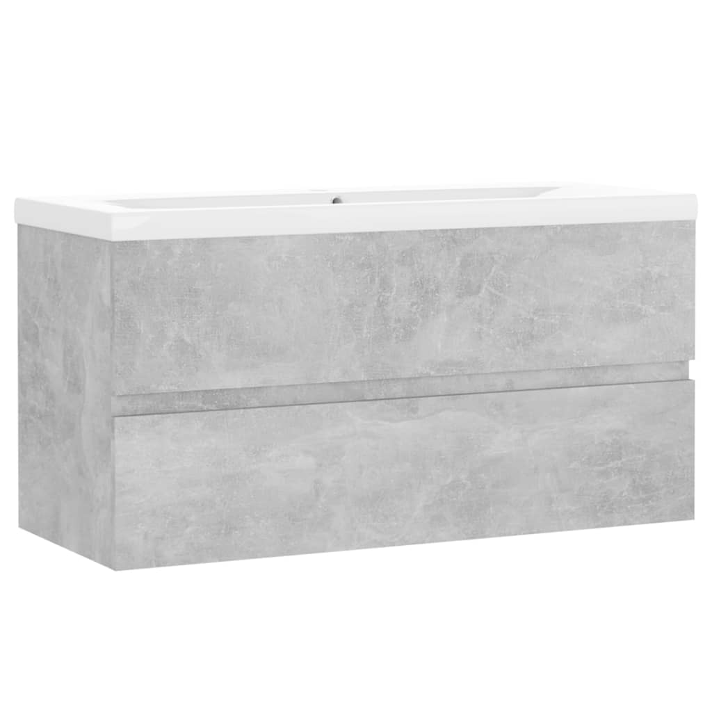 Wastafelkast met ingebouwde wastafel bewerkt hout betongrijs is nu te koop bij PeponiXL, paradijselijk wonen!