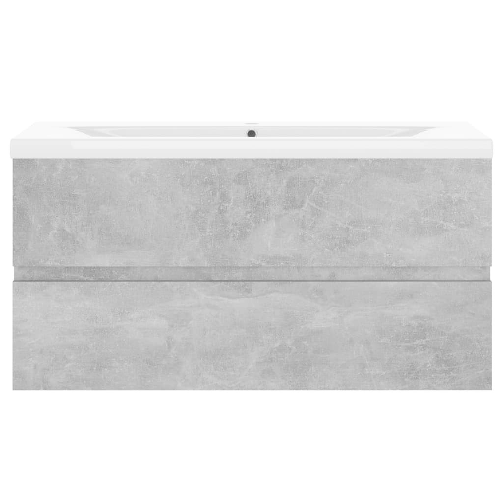 Wastafelkast met ingebouwde wastafel bewerkt hout betongrijs is nu te koop bij PeponiXL, paradijselijk wonen!
