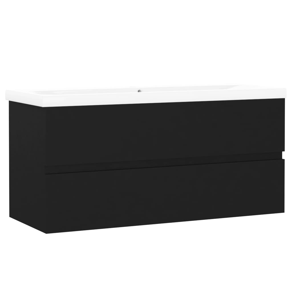 Wastafelkast met ingebouwde wastafel bewerkt hout zwart is nu te koop bij PeponiXL, paradijselijk wonen!