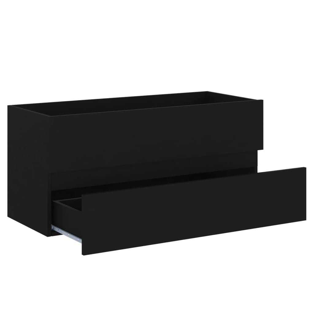 Wastafelkast met ingebouwde wastafel bewerkt hout zwart is nu te koop bij PeponiXL, paradijselijk wonen!
