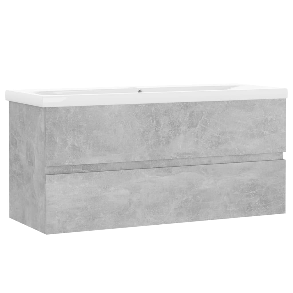Wastafelkast met ingebouwde wastafel bewerkt hout betongrijs is nu te koop bij PeponiXL, paradijselijk wonen!