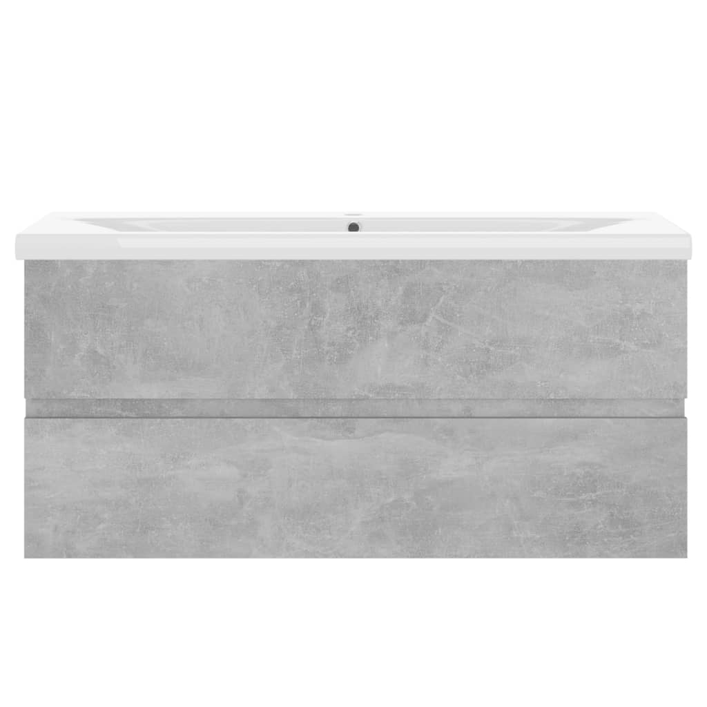 Wastafelkast met ingebouwde wastafel bewerkt hout betongrijs is nu te koop bij PeponiXL, paradijselijk wonen!