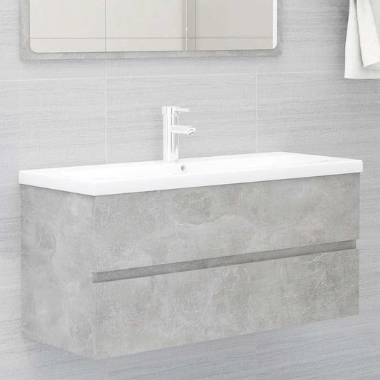 Wastafelkast met ingebouwde wastafel bewerkt hout betongrijs is nu te koop bij PeponiXL, paradijselijk wonen!
