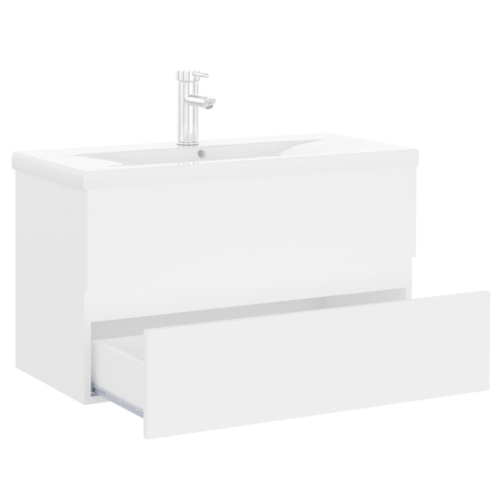 Wastafelkast met ingebouwde wastafel spaanplaat wit is nu te koop bij PeponiXL, paradijselijk wonen!